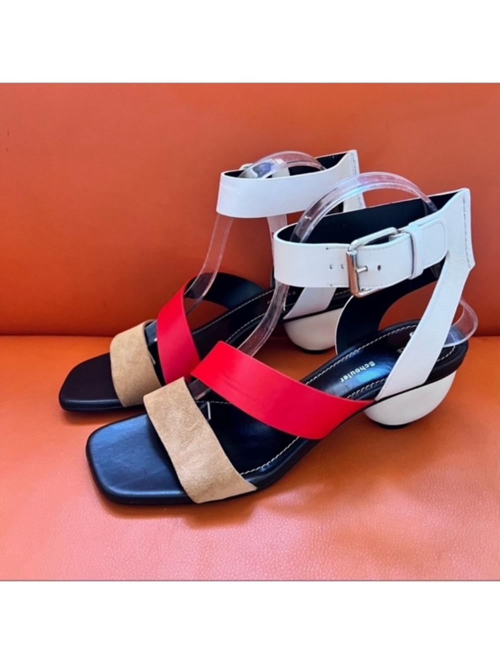 New! PROENZA SCHOULER Multicolor Sculpted Heel Strappy Leather Sandals - Picture 6 of 10